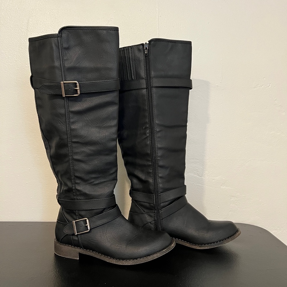 Just fab black buckle boots